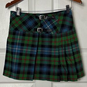 Mini plaid Scottish tartan wool blend kilt skirt size 30 private school girl